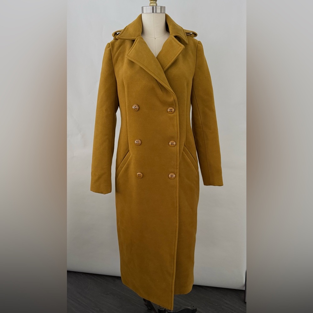 Missguided Mustard Double-Breasted Long Coat - Picture 8 of 8